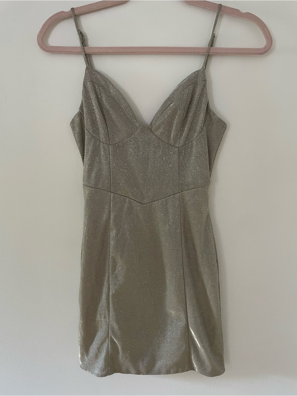 Tiger Mist Silver Shimmer Spaghetti-Strap Mini Dress